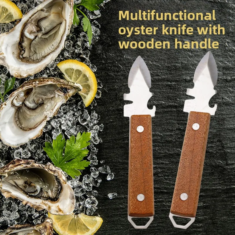 

Special shell opener for commercial oysters Stainless steel wooden handle shell prying knife oyster shell opening artifact