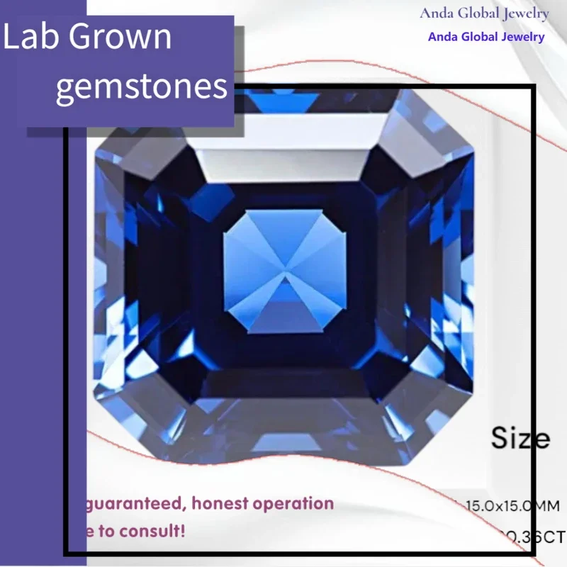 

S-LabGrownSapphire RoyalBlueColor Asscher Cut AAA+Clarity Gems for Jewelry Setting&Custom Design Certificate Daily Matching