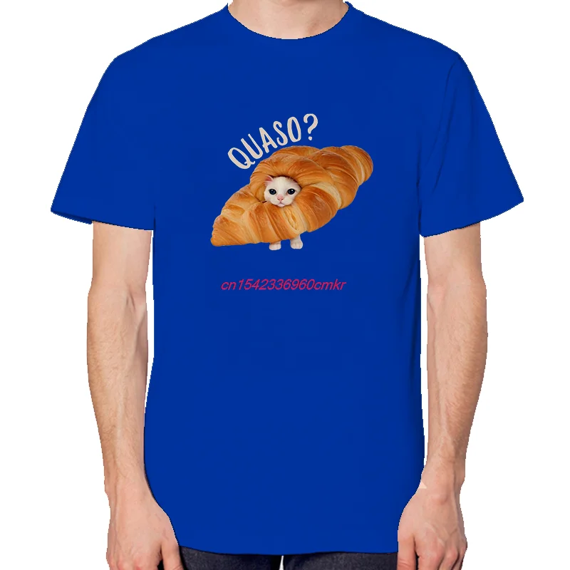 Croissant Cat Meme Funny Graphic T Shirts Summer New In Tops And T-Shirts High Quality Short Sleeve Tee Men's Cotton T-Shirt