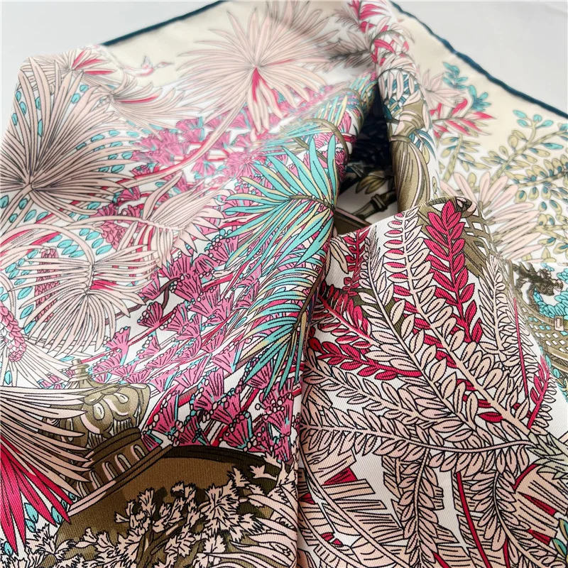 Luxury Silk Scarf 14mm Summer Shawls Handrolled Edges Bandanas Top Accessories Head Hair Bag Belt Decoration Valentine's Day