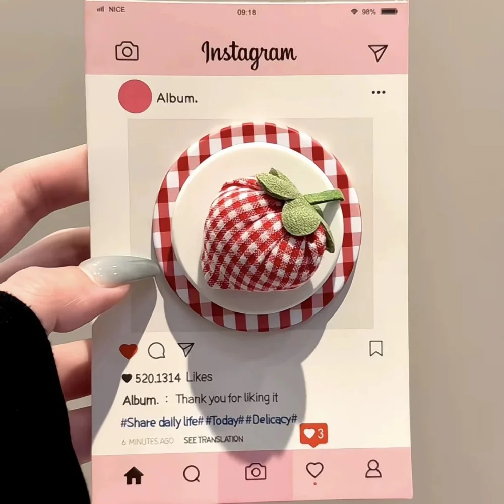 

Милый мультфильм 3D клубника для Magsafe Griptok, держатель для телефона, подставка для кольца на палец, поддержка iPhone 15, Samsung Girl, кронштейн