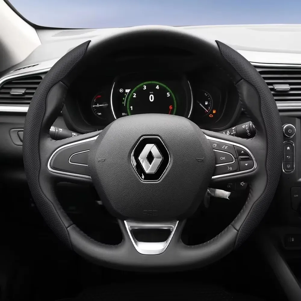 Suitable for Renault Breathable Hole Leather Steering Wheel Cover Segmented Quick Release Design Non-Slip and Durable Megane