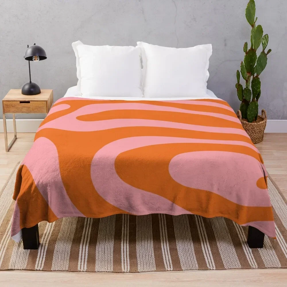 

Abstract Retro 70s Orange Pink Throw Blanket Giant Sofa Custom Softest Blankets