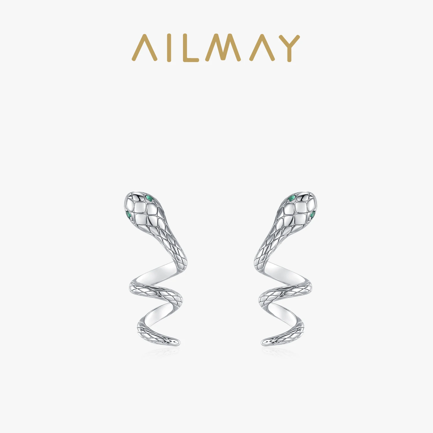 Ailmay 925 prata esterlina cobra brincos para mulheres irregular serpentina zircônia na moda jóias engraçadas