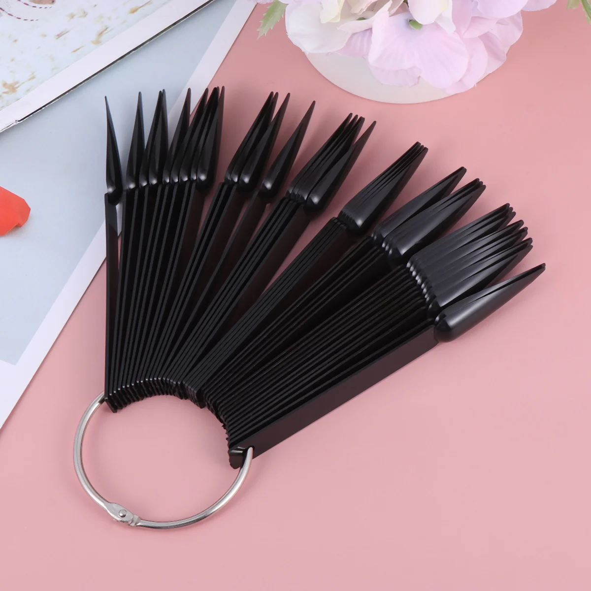 40 قطعة لوحات عرض ملونة على شكل مروحة لممارسة فن الأظافر، مجموعة عجلات التدريب، أعواد عرض الأظافر، ممارسة لوحات الألوان #2