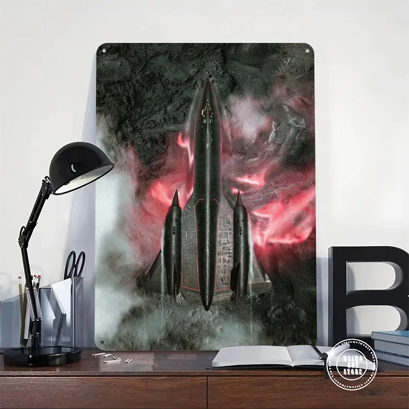 Jet Plane Blackbird SR-71 Printed Poster Customized Retro Wall Art Vintage Metal Tin Signs for Home Decoration Aesthetic House