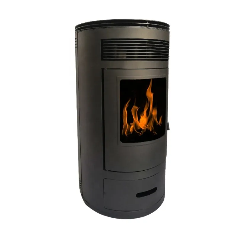 Cylinder Automatic Cleaning Glass 12kw Corner Fireplace Indoor Independent Pellet Furnace