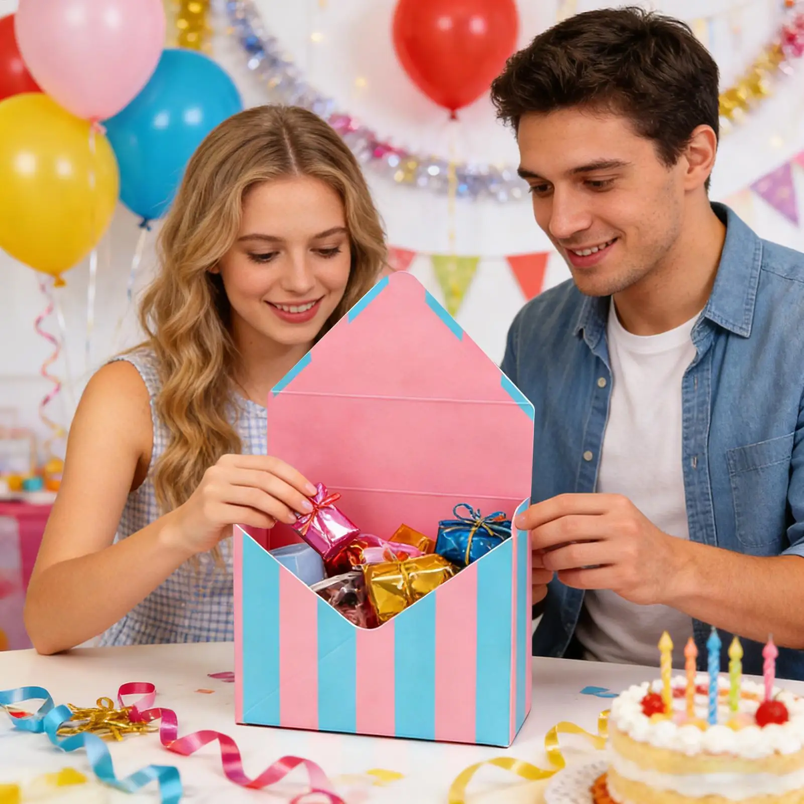 

Набор из 6 подарочных коробок на День святого Валентина, конверты для подарков, органайзер большой вместимости для детей, для свадьбы и праздников