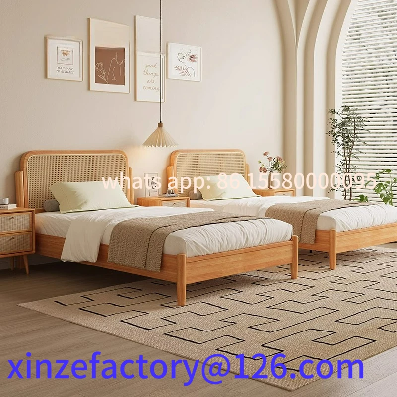 Aanpasbaar massief houten bed in Japanse stijl Klein appartement 1,2 meter eenpersoonsbed Huishouden