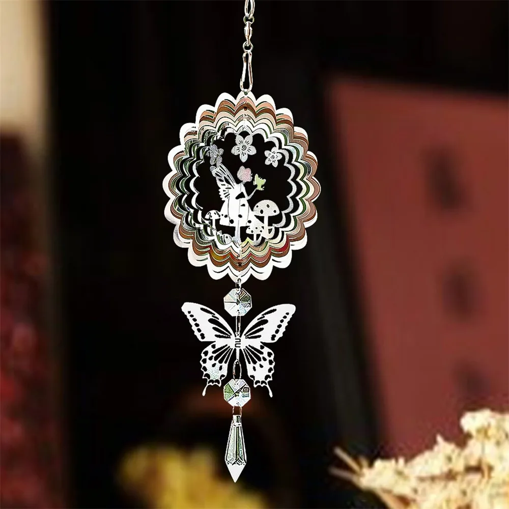 

3D Kinetic Crystal Suncatcher Hanging Wind Spinner Glass Pendant Bird Deterrent Mirror Reflective Garden Yard Decor for Outdoor