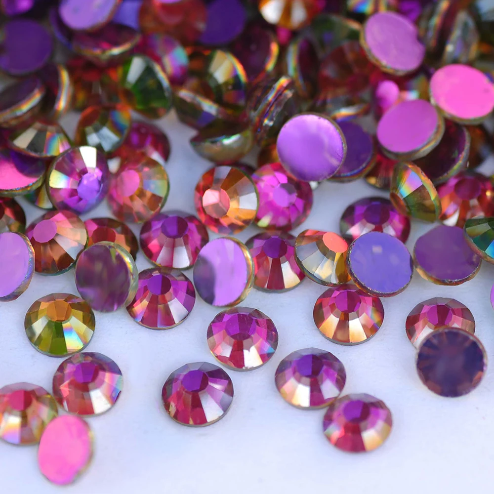 Superangebot PUBRILEX 14-Facetten Non-Hotfix Flatback Strasssteine in Effektfarben aus Glas-Kristall für Nagelkunst und Bekleidungszubehör – Detail 15