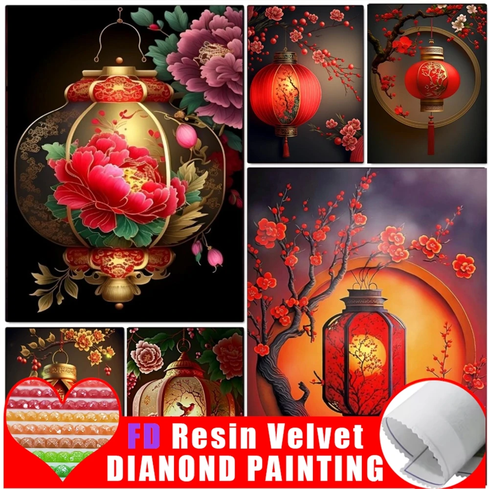 

FD Resin Diy 5d Full Diamond Painting Drill Embroidery Flower Lantern Design Mosaic Cross Stitch Handmade Art Home Decor Gift