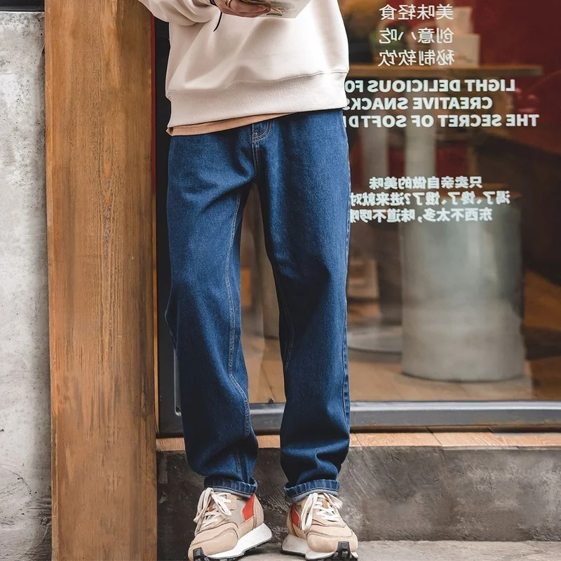 Maden Washed Denim Jeans 12.8 oz Retro Loose Straight Trousers Baggy Pants Oversize 28-38 Fashion Men’s Clothes 2 Colors