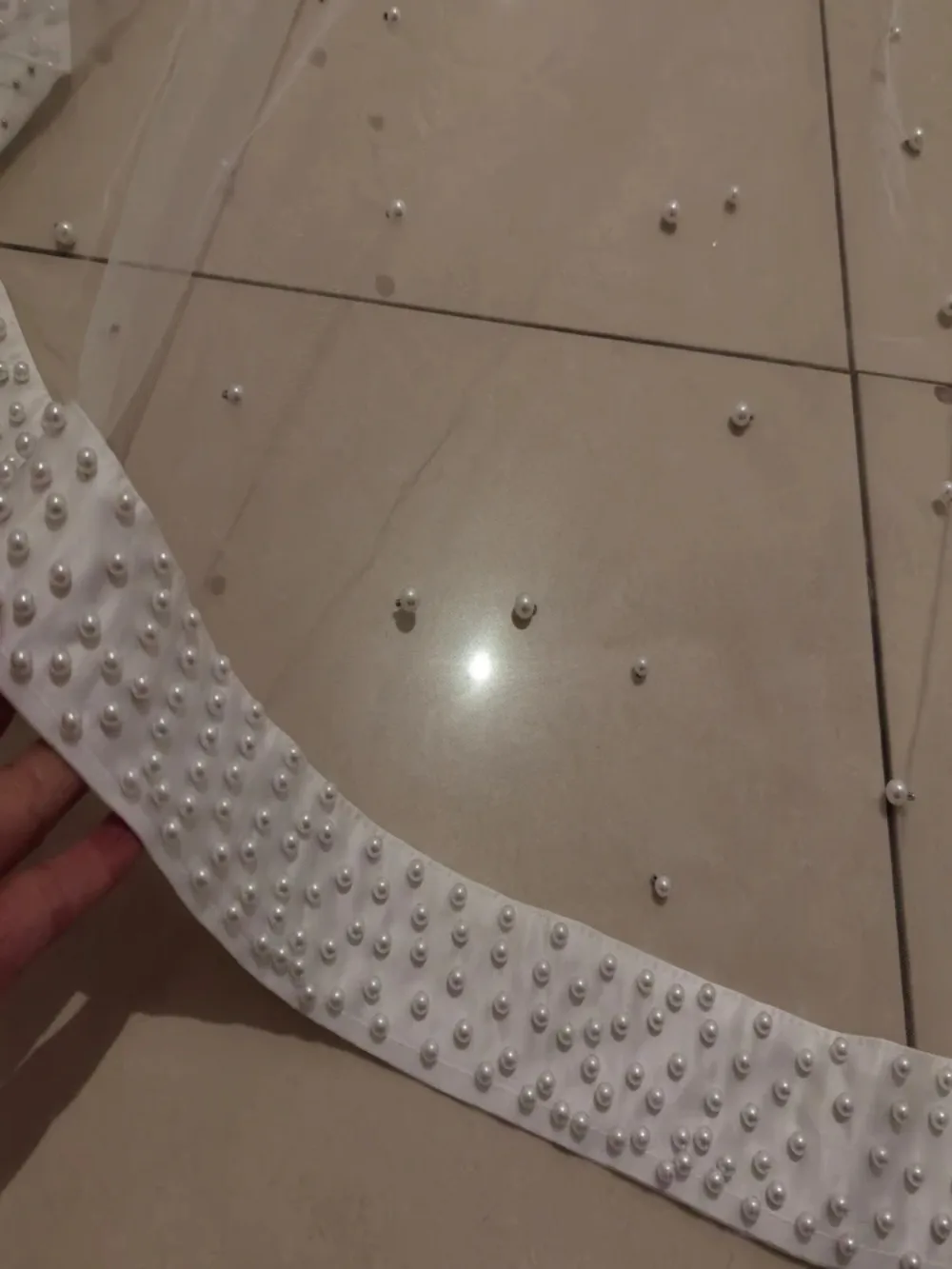 اللؤلؤ طرحة زفاف فاخرة الشريط حافة حجاب الزفاف طويل حجاب حفلات الزفاف اكسسوارات الزفاف 300*300 حسب الطلب #3