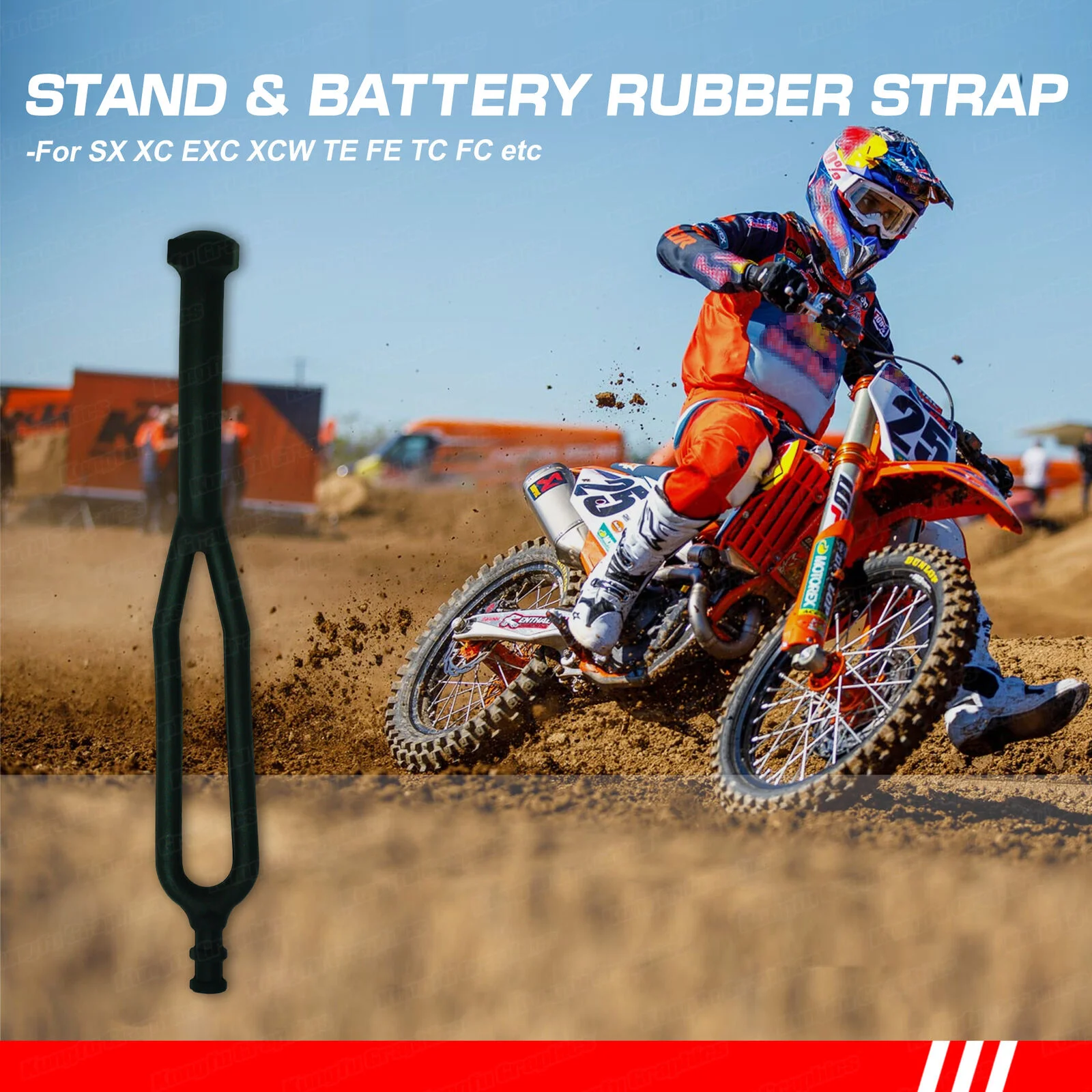 

Motorcycle Dirt Bike Side Stand Rubber Kickstand Battery Strap for SX XC EXC TE FE TC FS, Black