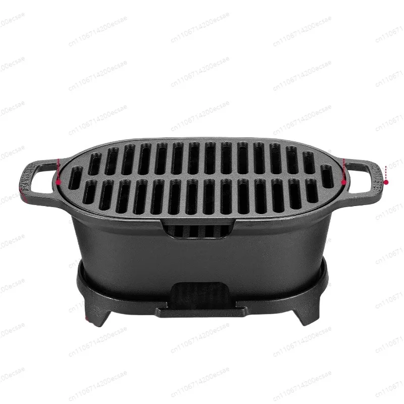 

‌Food Grade Cast Iron Charcoal Grill Outdoor Cooking Camping Portable BBQ Grill for Picnic Tailgating Backyard Party