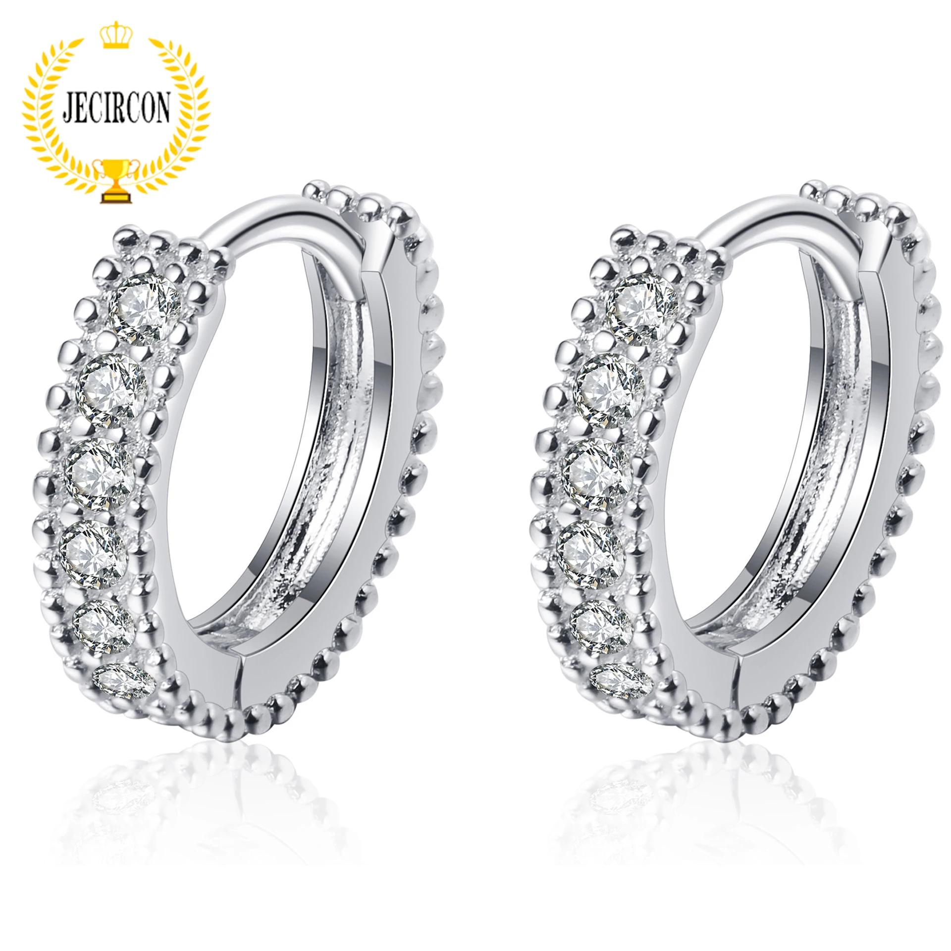 

JECIRCON Women Earrings D Color Moissanite Hoop Earrings Simulated Diamond Ear Hooks 925 Sterling Silver Small Fresh Ear Jewelry