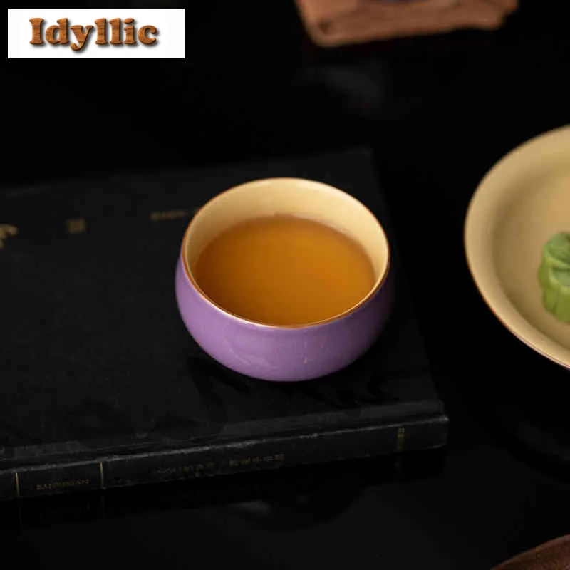 100 مللي الأرجواني رو فرن فنجان الشاي وعاء شاي ياباني أكواب واحدة تذوق الشاي كوب شخصي Chazhan ماستر أكواب عناصر الشاي الديكور هدية