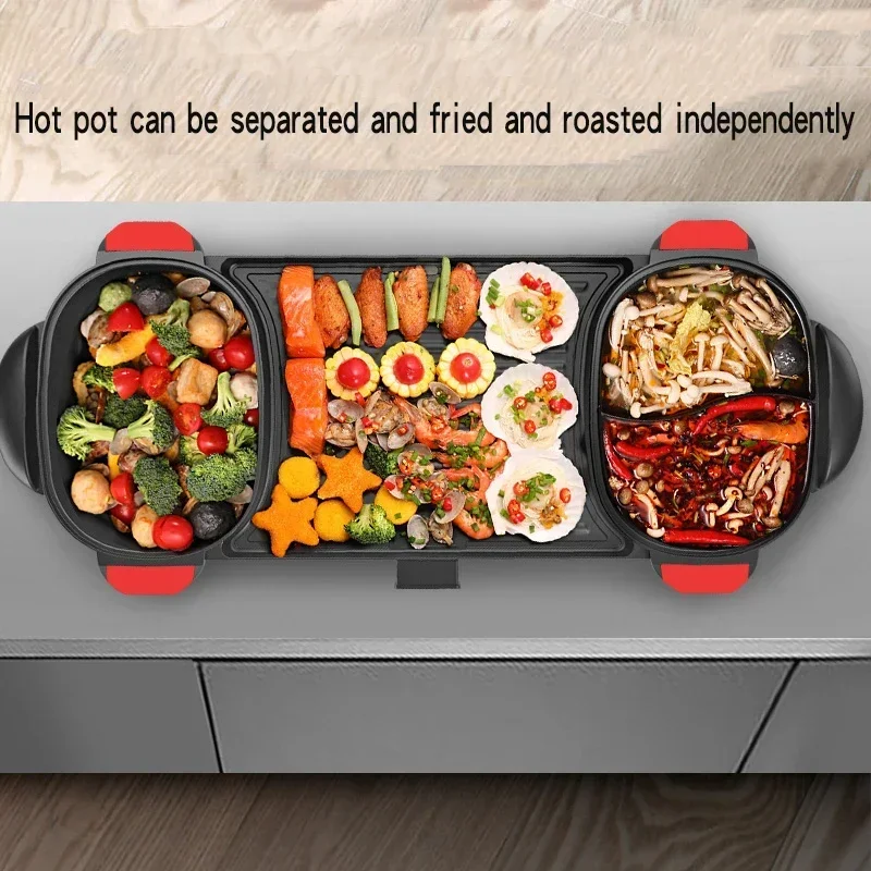 barbecue oven household electric baking pan non stick barbecue machine multi-functional rinse and roast hot pot 6-10 people