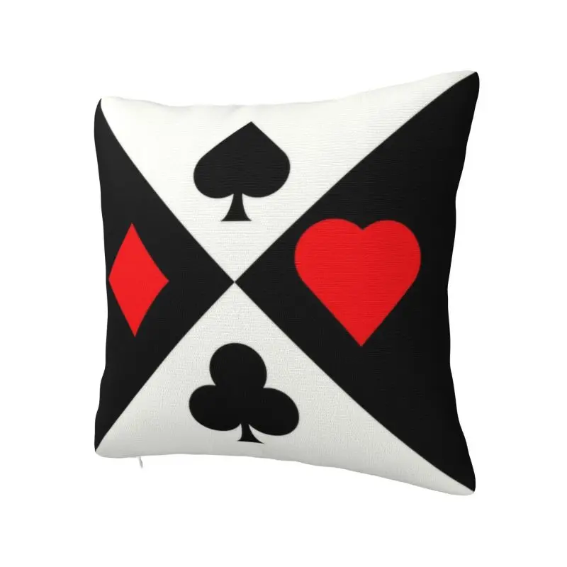 Poker Four Suits Pillow Covers Decoration Kawaii Card Game Players Cushions for Sofa Square Pillowcase