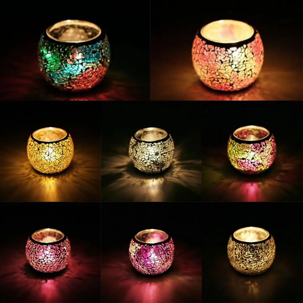 Mosaic Glass Candle Holder Tealight Votive Holder for Wedding Party Decor