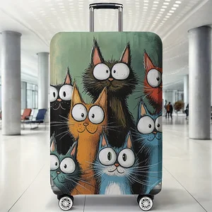 Cartoon Cat Print Luggage Cover, Suitable for 18-32 Inch Luggage Cover, Luggage Handle Sleeve, Travel Accessories