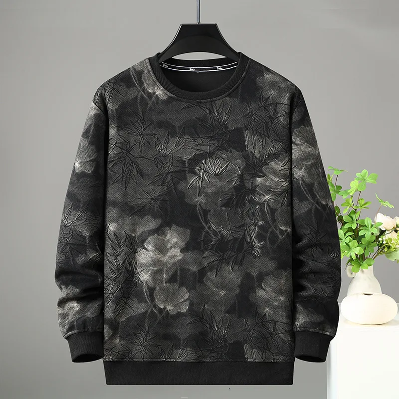 

Spring Autumn hoodie men plus size trendy man loose fashionable casual round neck long sleeved 170kg 10xl 9xl 8xl