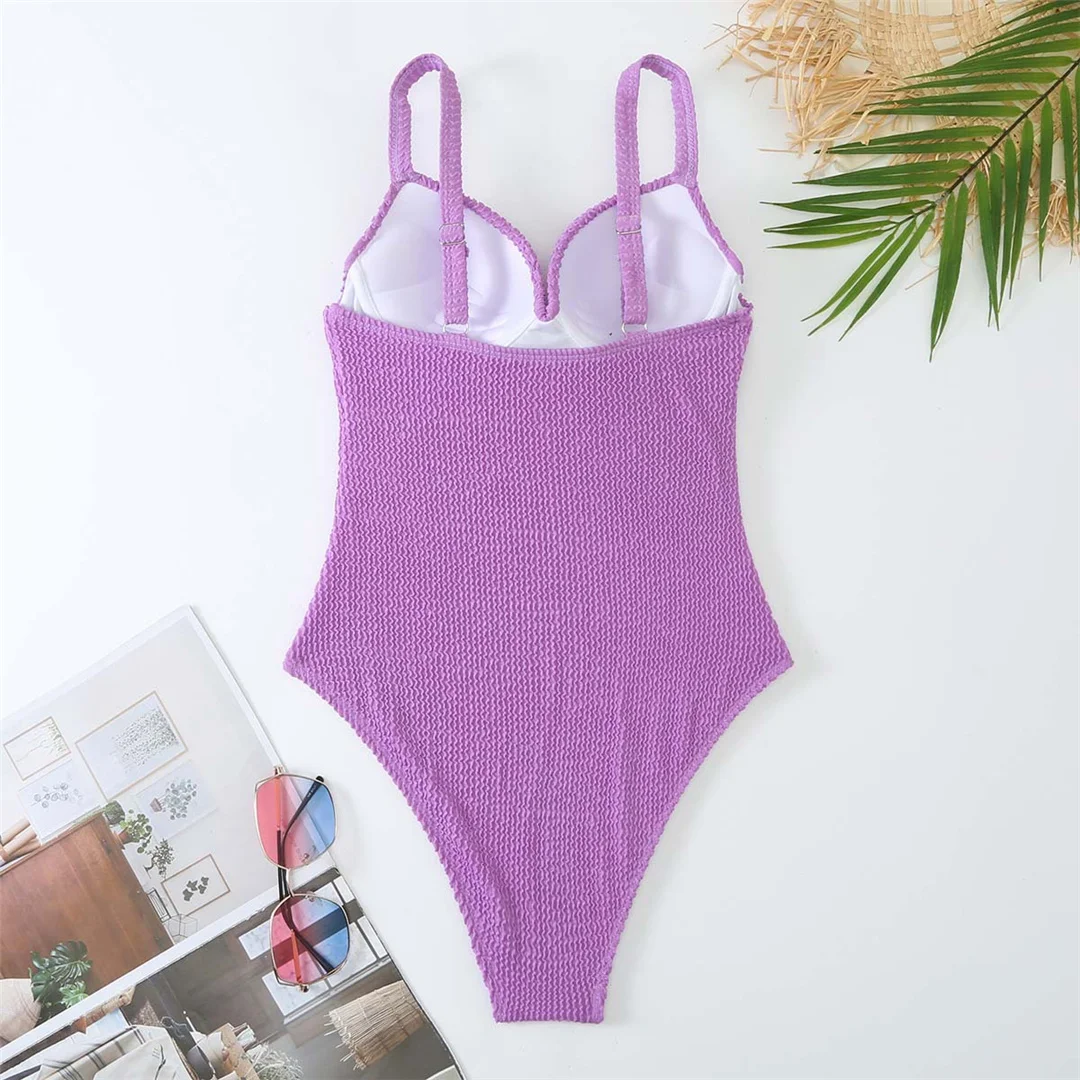 S - XL, geraffter Bikini, Push-up-Badeanzug, Damen-Badebekleidung, zweiteiliges Bikini-Set mit BH-Einlage, Badeanzug, Badebekleidung, Modell V4886. – Detail 18