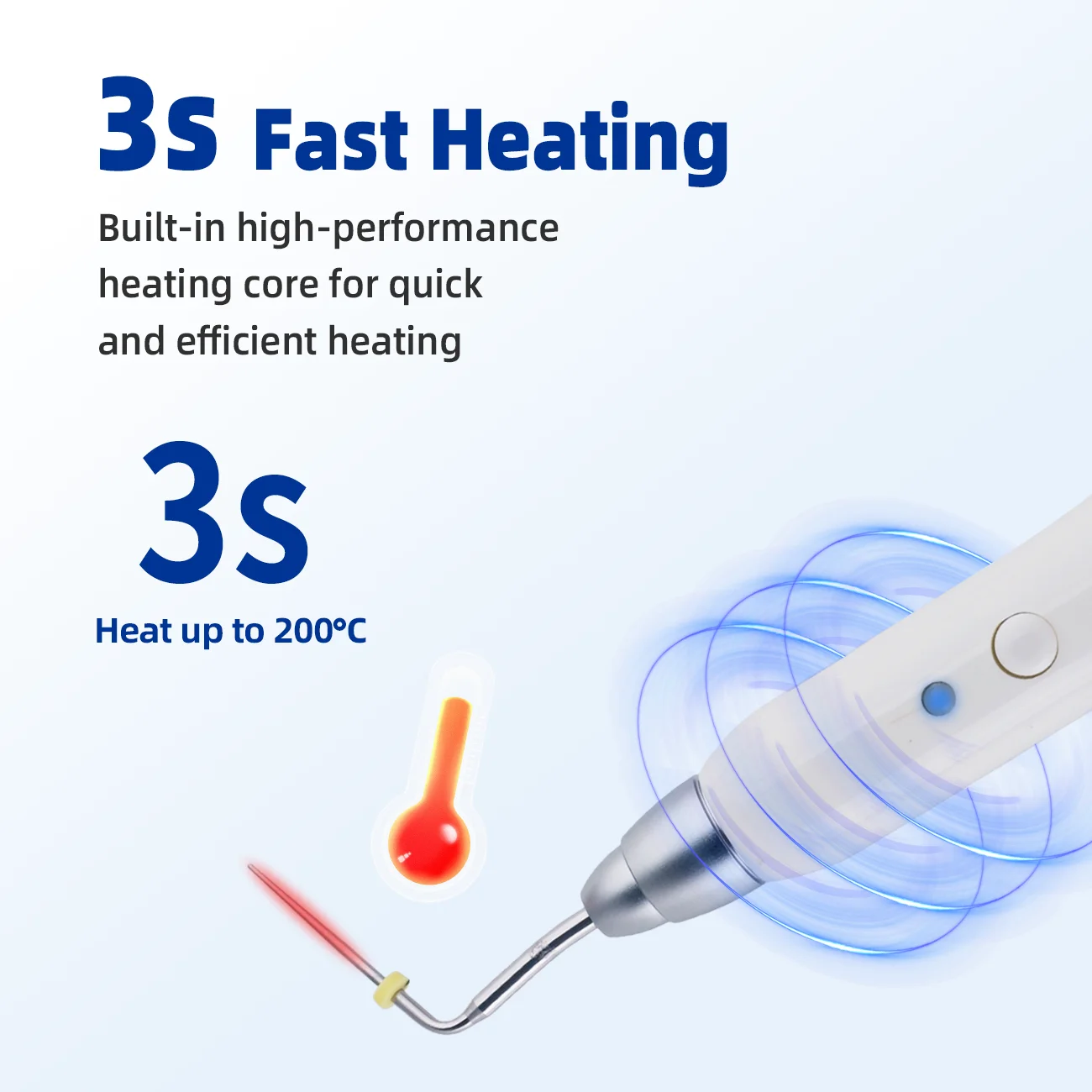 Dental Cordless Gutta Percha Obturation System Endo Heated Pen with 2 Tips 3S Fast Heating Endodontic Root Tools