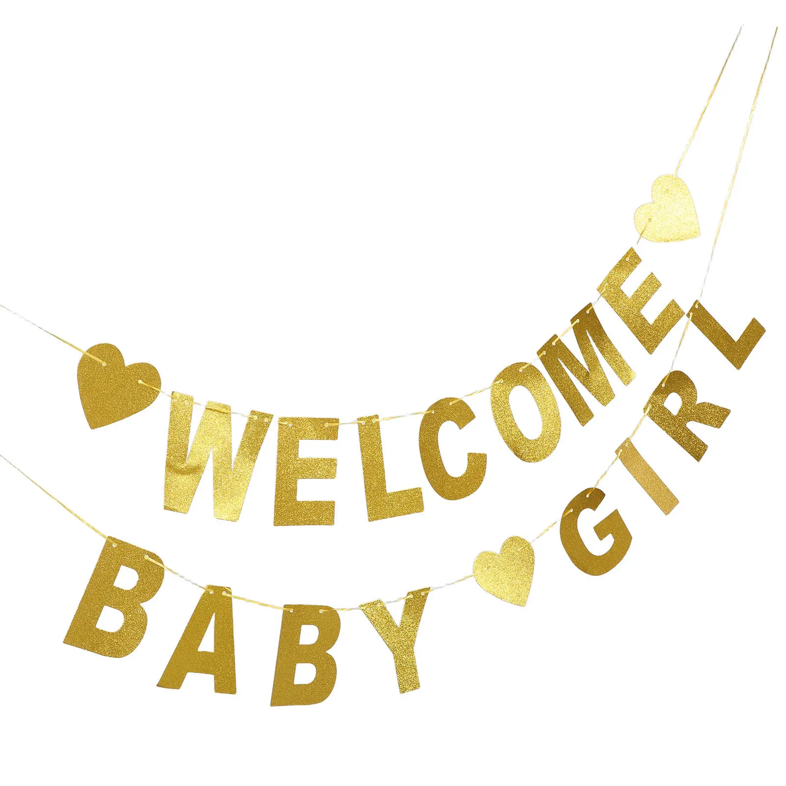 Welcome Banner Glitter Hanging Garland Birthday Party Decoration Shower Supply Gender Reveal Festive