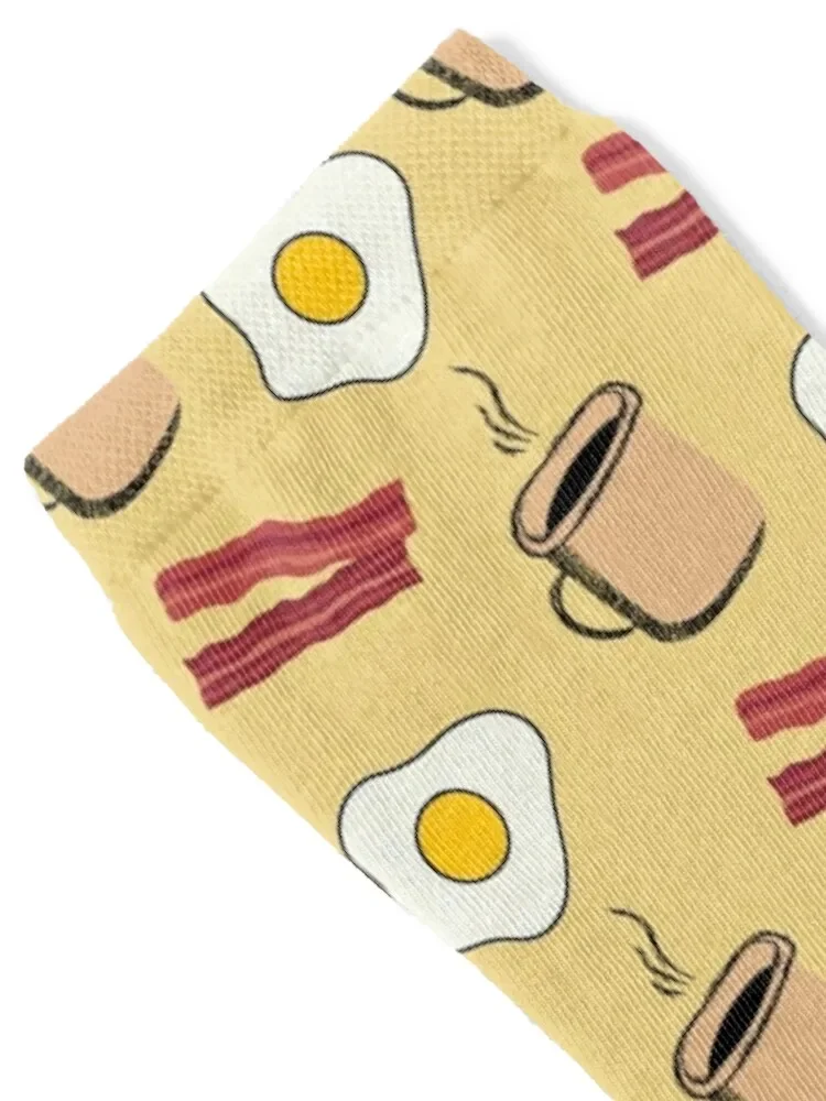 Coffee bacon and eggs breakfast pattern Socks Soccer new year FASHION loose Socks Men's Women's