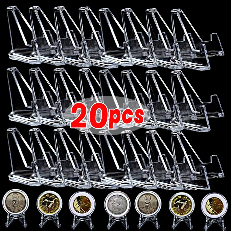 

Transparent Acrylic Coin Display Stand Holders Small Easel Rack Card Commemorative Challenge Capsule Holder Support Organizer