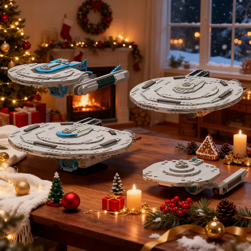 640pcs MOC Space Clemson-Class Destroyer And Everest-Class Cruiser Fan Designs Model Building Blocks Christmas Gift Living Room