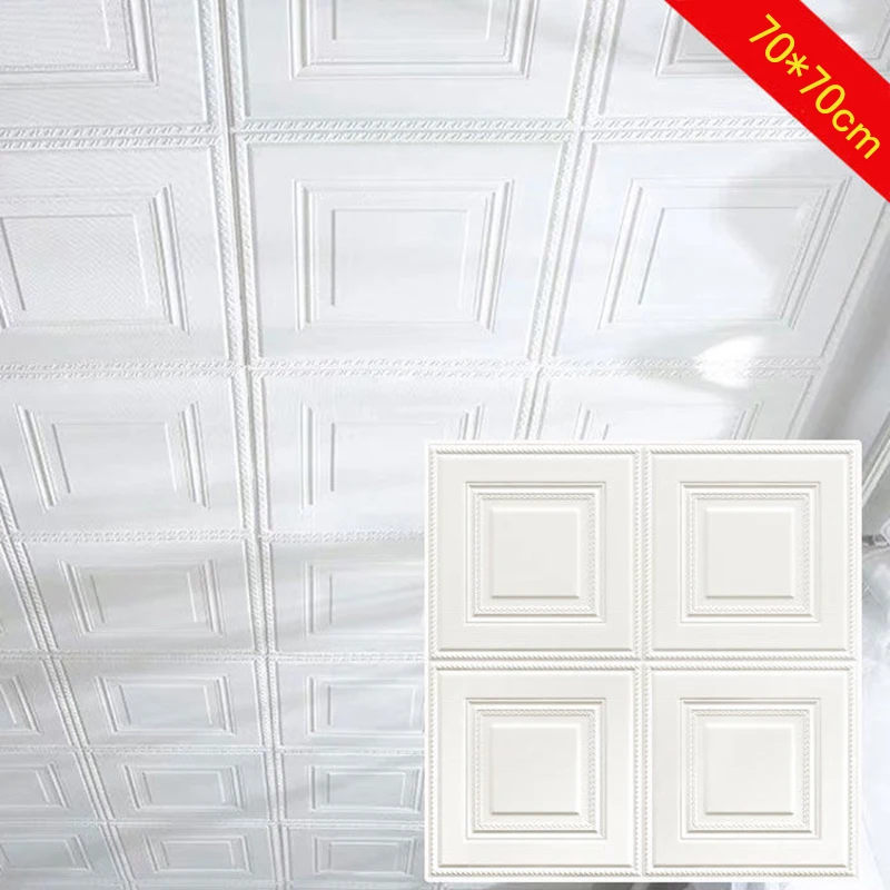 70cm*70cm 3D Room Decor Warm Decoration Self-adhesive Wall Stickers Foam Waterproof Anti-collision Wallpaper Ceiling Background