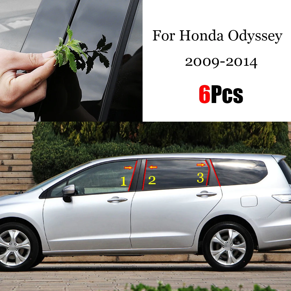 

6PCS Polished Pillar Posts Fit For Honda Odyssey 2009 - 2014 Window Trim Cover BC Column Sticker