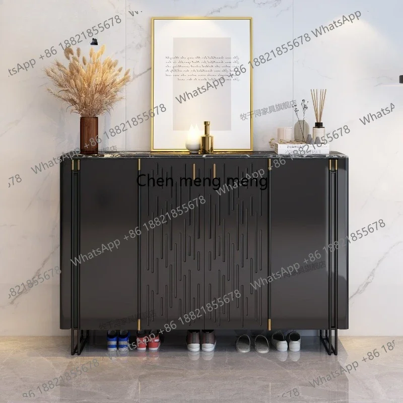 F181 Italian style, entrance entrance shoe cabinet, living room marble locker, black, four-door shoe cabinet
