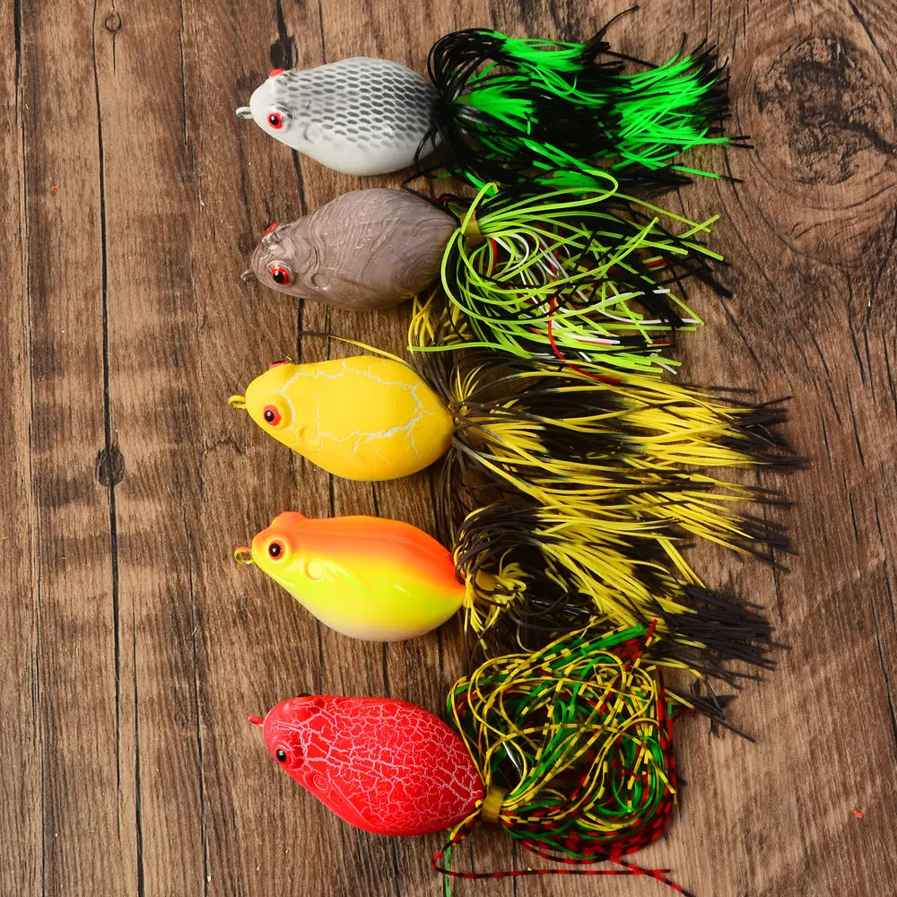 

5pcs Frog Fishing Lures Topwater Hard Fish Wobbler Artificial Fishing Crank Bait Floating Fishing Tackle
