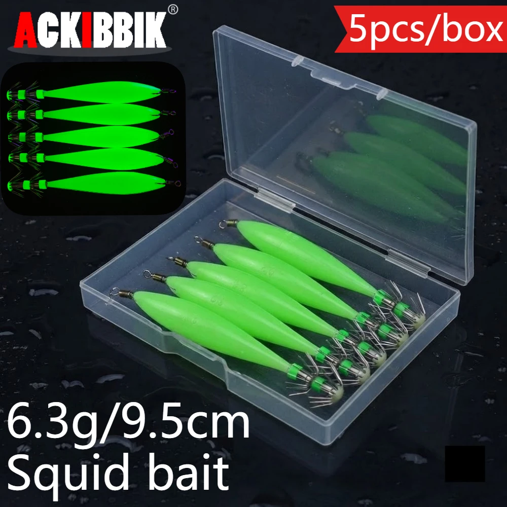 Fishing Hook Jig - Ackibbik 5 adet/kutu Işıklı Kalamar Jig