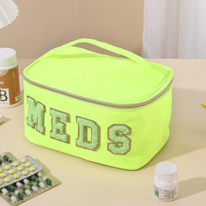 Embroidered polyester makeup bag, fashionable hand-held storage bag, large-capacity portable bag, high-value cosmetic bag