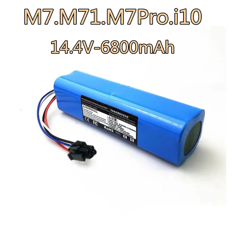 14.4V. 6800mAh. Batteria ad alta capacità adatta per spazzatrice Midea M7. M71. M7Pro. Aspirapolvere. i10. Batteria al litio di lunga durata