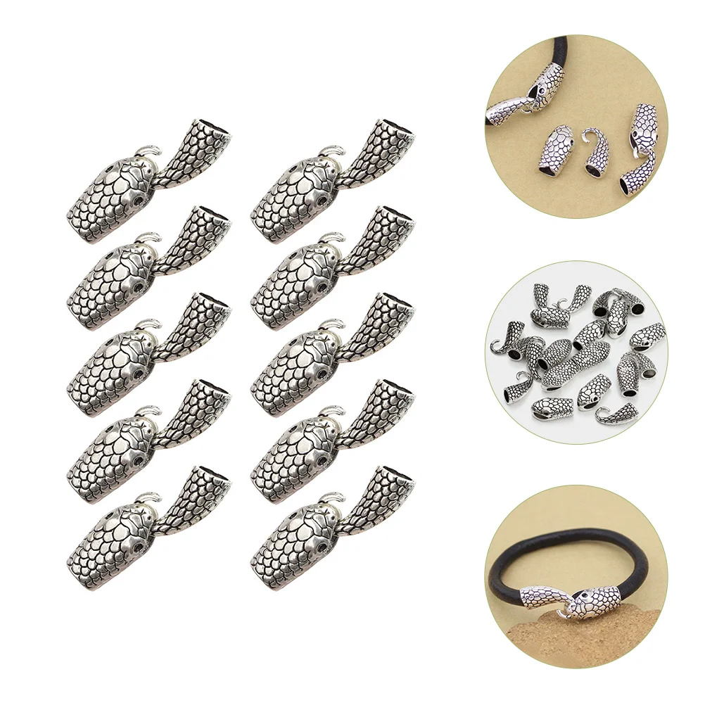 

10 Pairs Snake Hook Snake Shaped Bracelet Clasps Alloy Material Lasting Necklace Closures Toggle Clasp Spacer