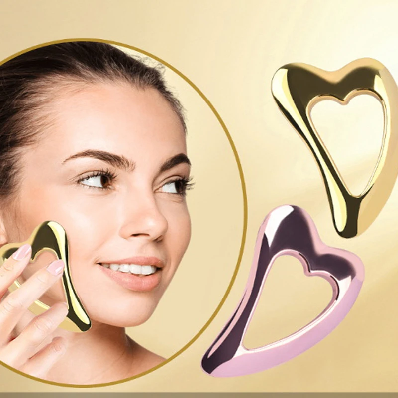 

1pc Heart Shape SPA Massage Zinc Alloy Gua Sha Scraping Massage Scraper Face Massager Acupuncture Guasha Board Massager For Face