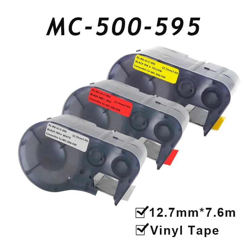 1PCS Multicolor MC-500-595 12.7mmx7.6m Self-adhesive Vinyl Label Compatible BRADY BMP-41 BMP-51 Printer MC 500 595