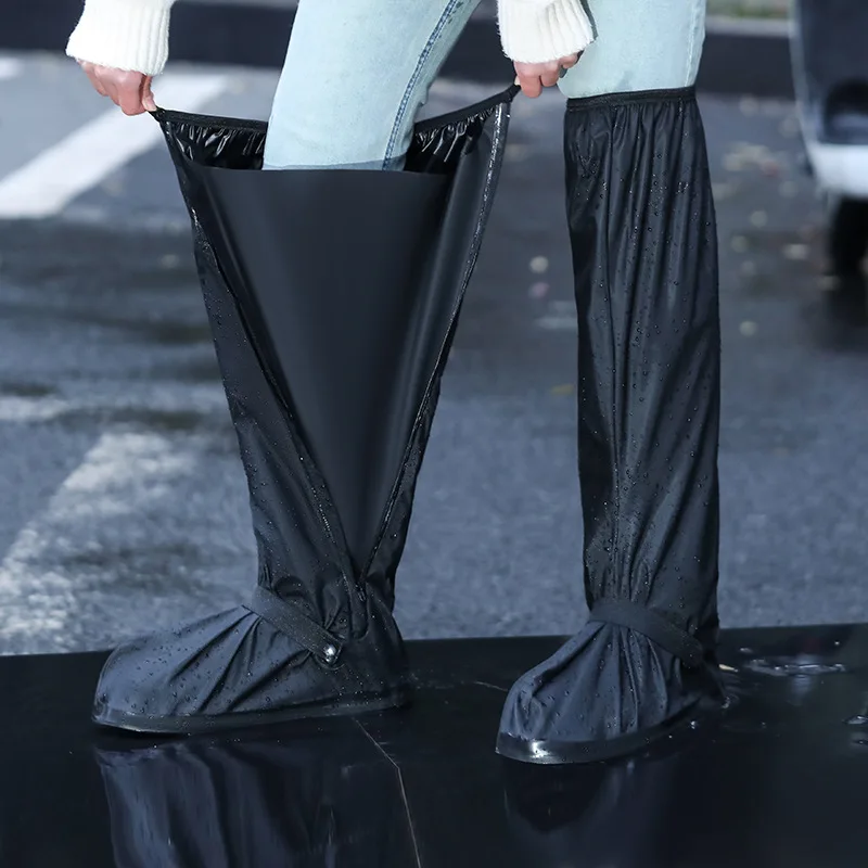 فوق الركبة 60 سنتيمتر عالية أنبوب قابلة لإعادة الاستخدام مقاوم للماء الجرموق السراويل غطاء أحذية الدراجات عدم الانزلاق التمهيد يغطي المطر أحذية ثلج حامي