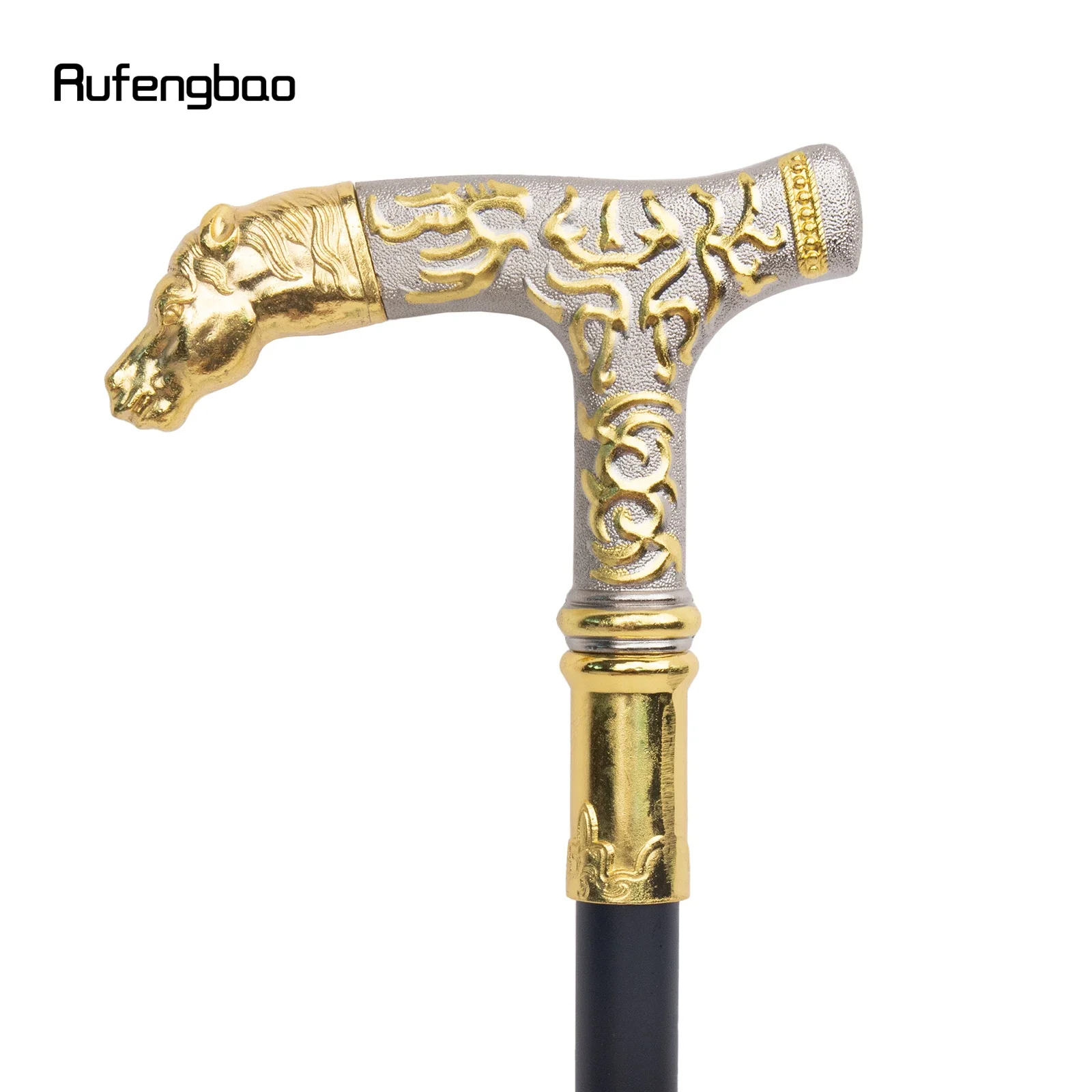 Golden White Horse Handle Luxury Walking Stick Party Fashion Elegant Walking Stick Decorative Cospaly Cane Knob Crosier 90cm