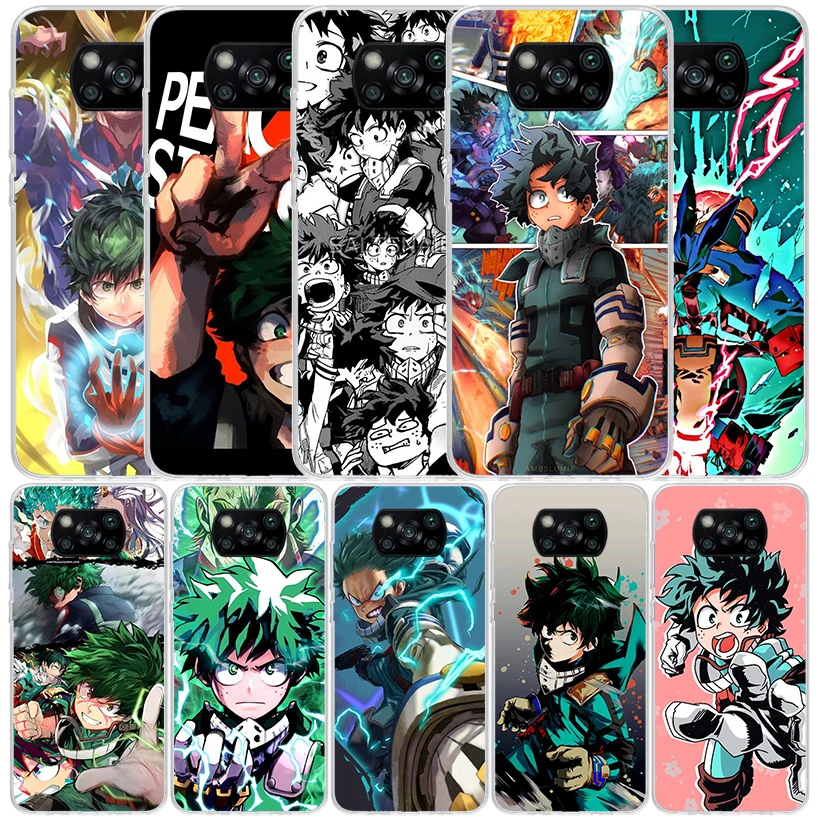 My Hero Izuku Deku Phone Case For Xiaomi Poco X6 X5 X4 X3 Nfc F6 F5 Pro F4 Gt F3 F2 F1 M5S M4 M3 M2 Soft TPU Back Cover