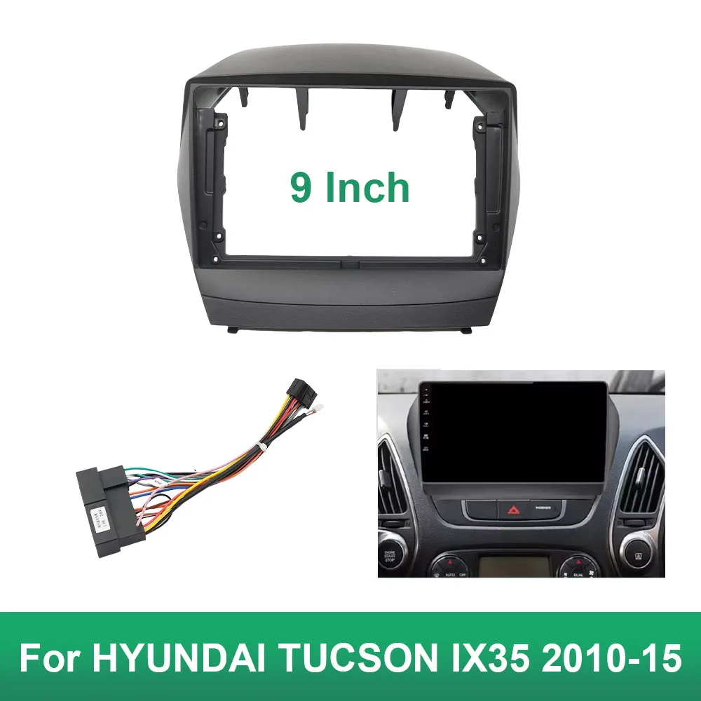 

9"Car Fascia Radio Panel DVD Dash Kit Install Adapter Console Frame Bezel trim for HYUNDAI TUCSON IX35 2010-15
