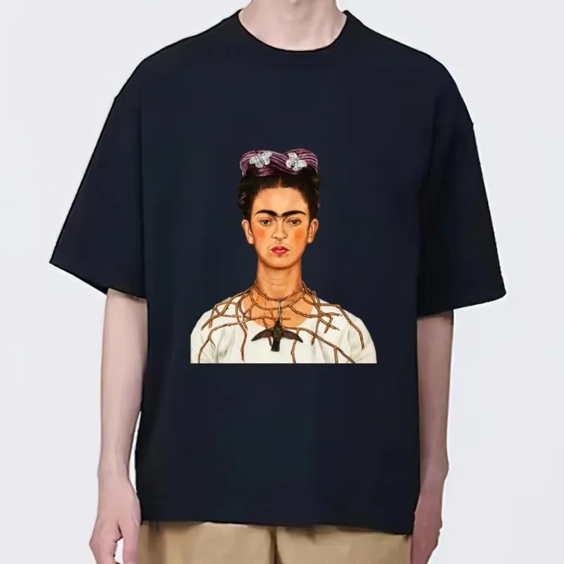 F-Frida Kahlos Art T Shirt Men Couple Combination Clothes Short Sleeve Collar Fashion woman Cotton