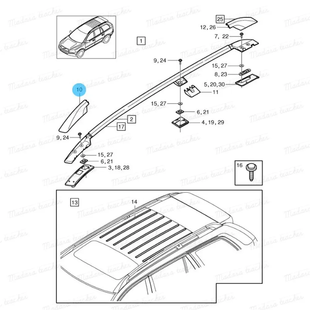 Roof Rail Luggage Carrier Rail Cap Front RH NEW LH Right Left For Volvo XC90 2003 2004 2005 2006 2007 2008 2009 8620542 8620541