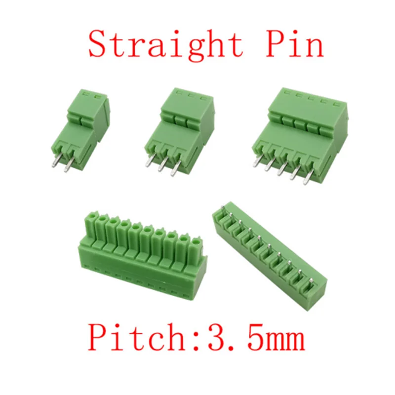 5pairs 15EDG 3.5mm PCB Screw Terminal Block 2-12Pin Male Plug Female Socket Wire Connector